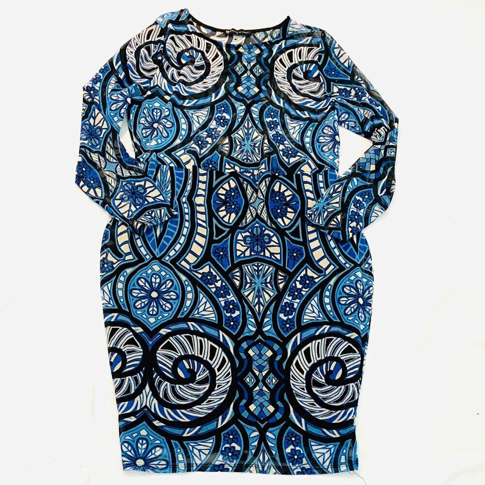Fashion to Figure Bodycon dress Womens Plus Size 1 geometric blue black white